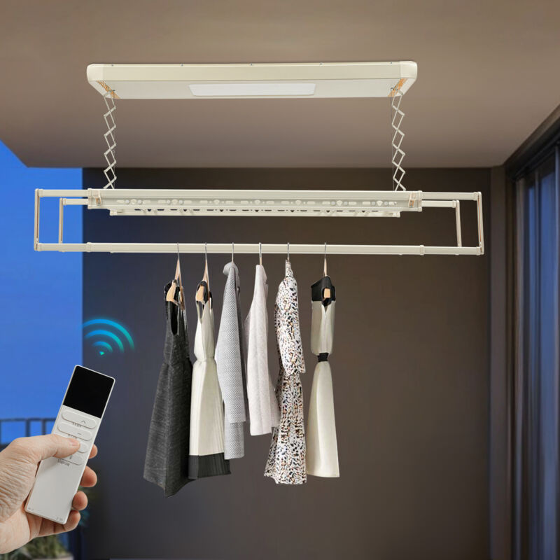 Elektro-Wäschetrockner, Wand- und Decken-Wäscheleine, Elektro-Wäschetrockner mit Beleuchtung, verstellbar von 130 bis 215 cm, mit Fernbedienung, aus