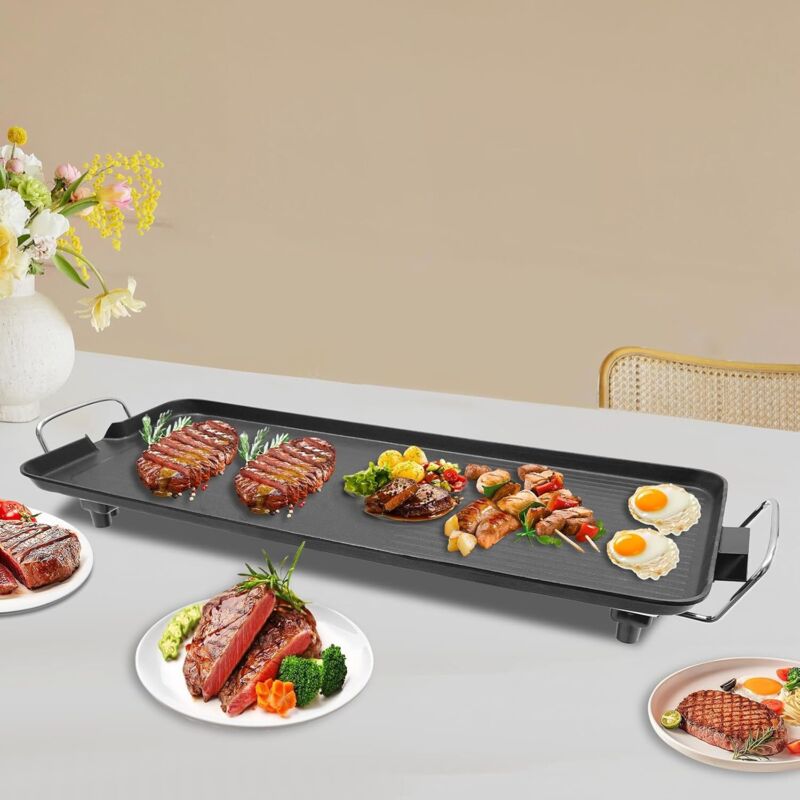 Elektrogrill für draußen Grillplatte Elektro Tischgrill Elektrisch Grillplatte 1500W Elektrischer Grill Für Balkon Garten Picknick/Camping/Party von