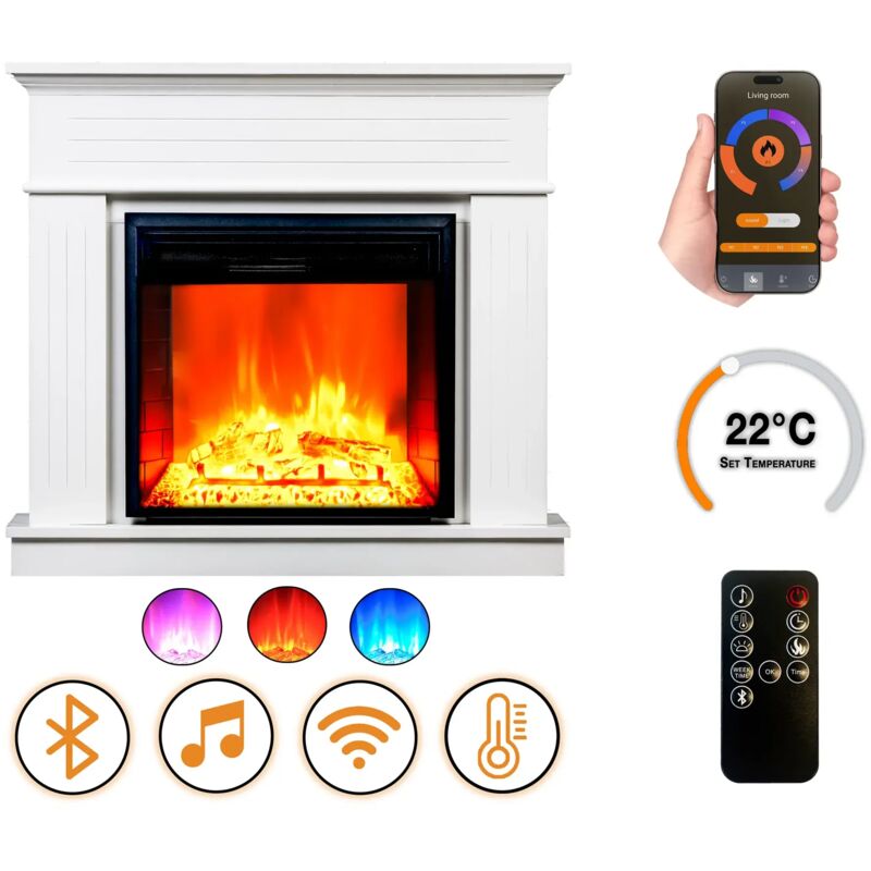 Elektrokamin DLC Home Alegre EF3 1800 W Bluetooth-Lautsprecher Flammeneffekt WLAN Fernbedienung Heizung 17 27 C