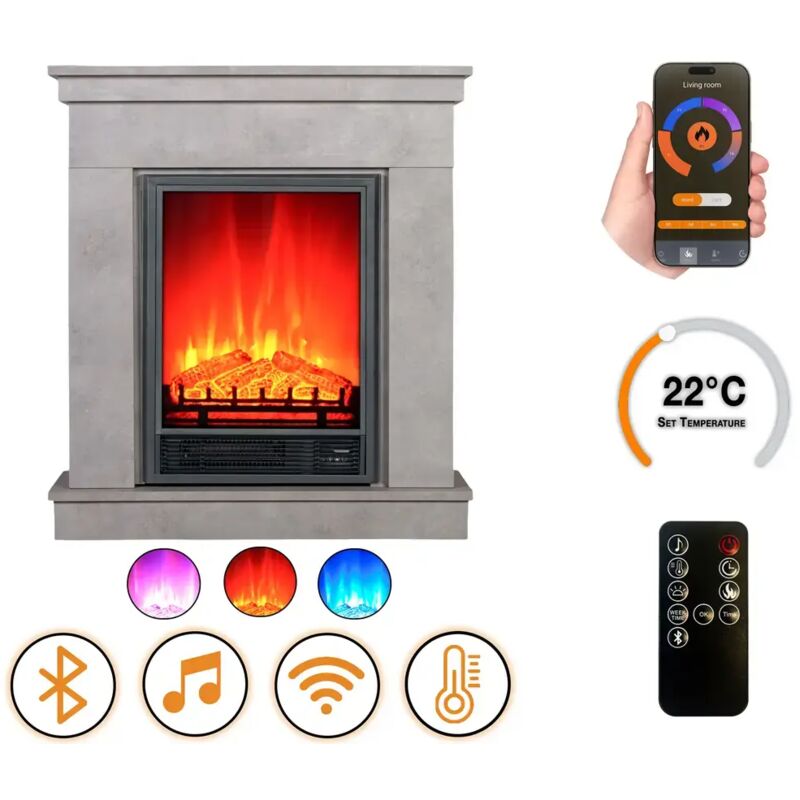 Elektrokamin DLC Home Lembo EF1 1800 W Bluetooth-Lautsprecher Flammeneffekt WLAN Fernbedienung Heizung 17 27 C