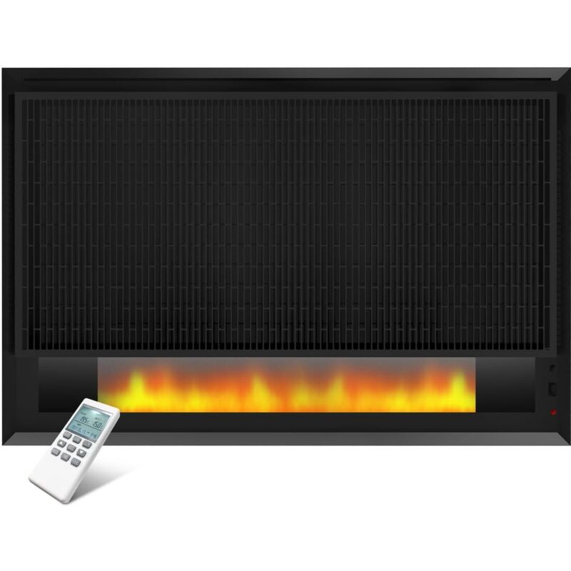 Elektrokamin mit Heizung 1700W, Wandkamin mit led Flammeneffekt Kaminfeuer, Elektrischer Kamin Wand mit Thermostat Fernbedienung, Kaminofen mit