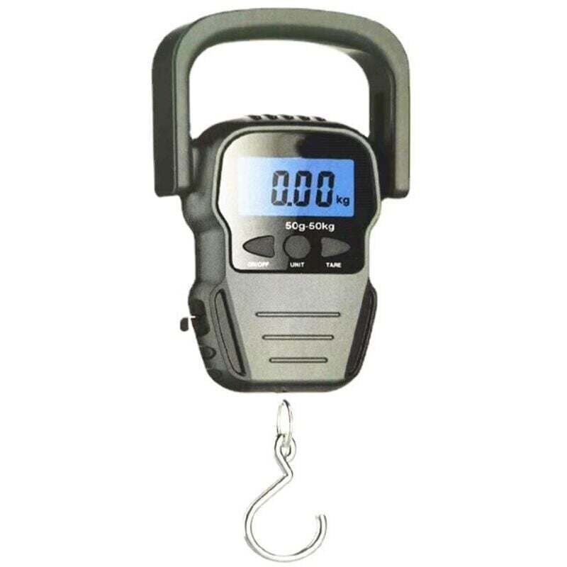 Elektronische Gepäckwaage mit hintergrundbeleuchtetem LCD-Display für Reisen, Angeln und Bogenschießen, wasserdichte Tasche, Maßband (Batterien