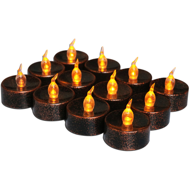 Elektronische Halloween-Kerze mit gelbem Licht, elektronische Kerze mit gelbem Flackerlicht, gelbe Solar-LED-Kerzen, schwarz-gelbes Gehäuse mit