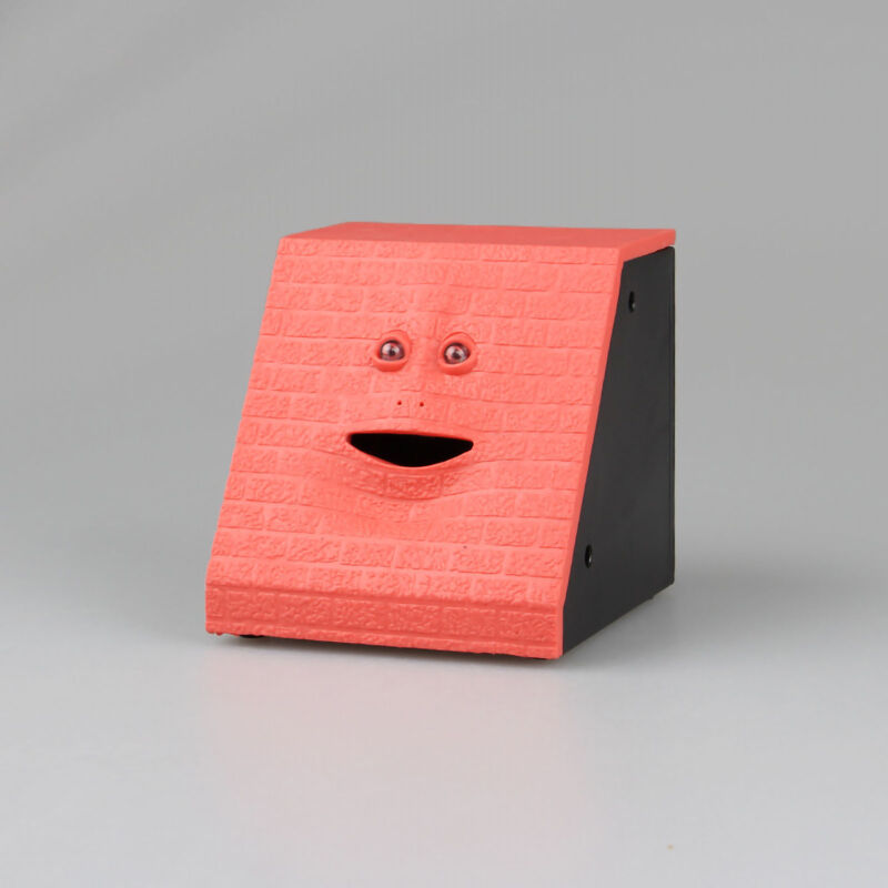 Elektronische Spardose für Kinder aus Kunststoff mit Soundeffekten und lustigem Gesicht – Rot