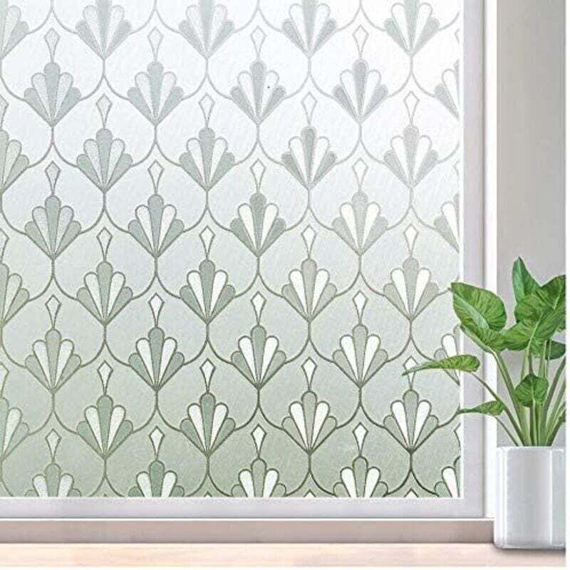 Elektrostatische Fensterfolie, Sichtschutzfolie, klebstofffrei, wiederverwendbar, mattiert, blickdicht, mit Blumenmuster, für Büro, Wohnung, Bad,
