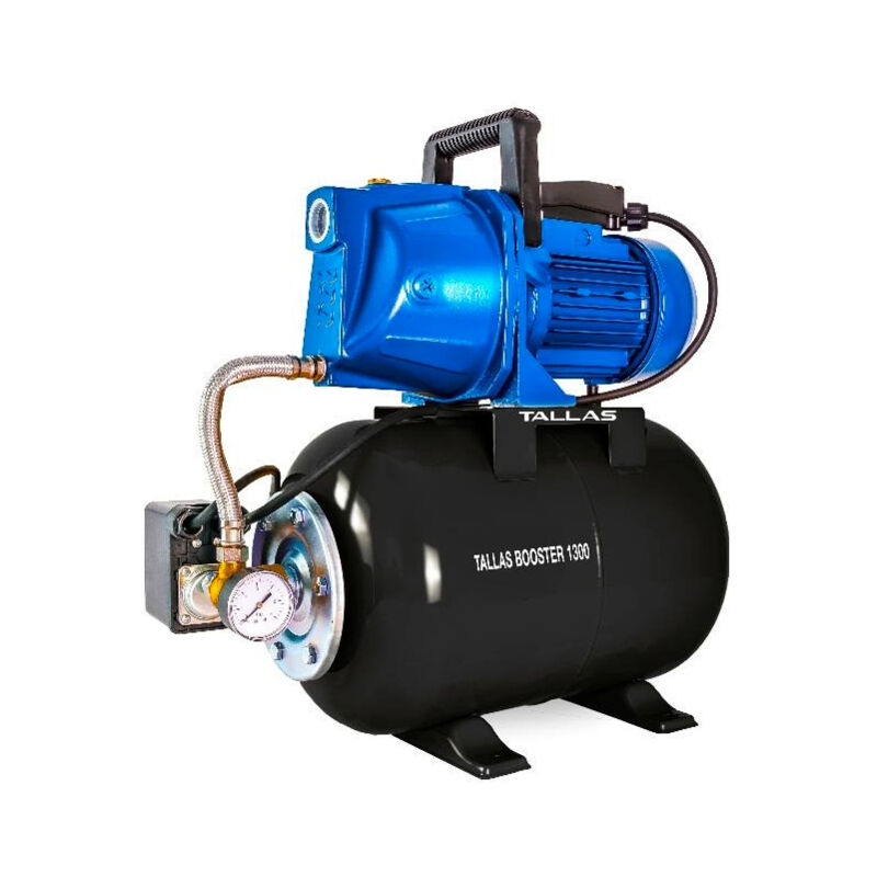 Booster 1300 Hauswasserwerk - 5.400 L/Std. - 1300W - Förderhöhe 47 m - Automatische Ein- / Ausschaltung - Bewässerungspumpe - Tallas
