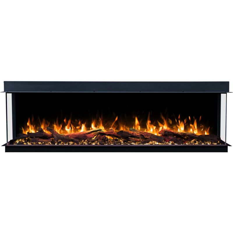 Emotion Flame Solis 90 - 750/1500 W - Elektrischer Kamin mit 3 Sichtseiten - Premium-Feuer, einbaubar - 90x30x46 cm - LED-Kamin - Heizung