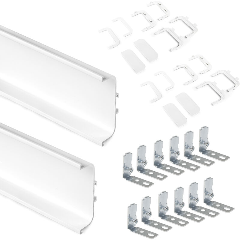 Lot mit 2 Zentralprofile Gola für Küchenmöbel, Länge 2,35 m, mit Zubehör, Aluminium, weiss lackiert - Emuca