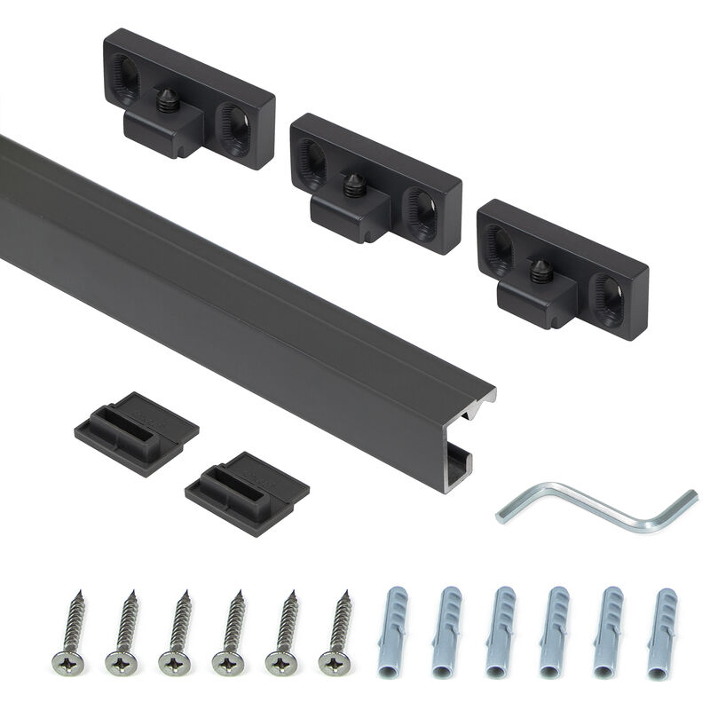 Profil Titane zum Aufängen von Küchenzubehör, Länge 1,1m, Aluminium und Zamak, Anthrazitgrau - Emuca