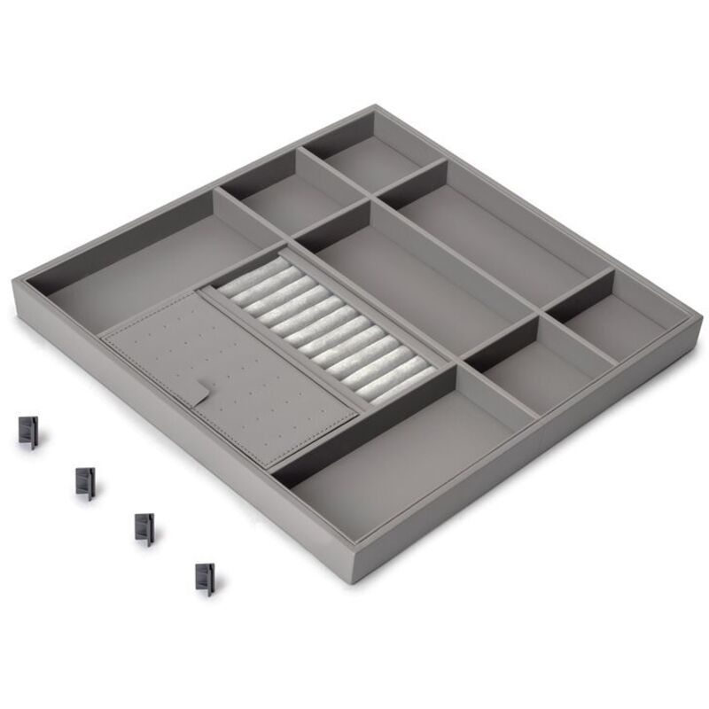 Emuca Quartz Schubladen-Organizer für Kleiderschränke und Ankleidezimmer, 440 (M60), Öko-Leder und Holz, Titan