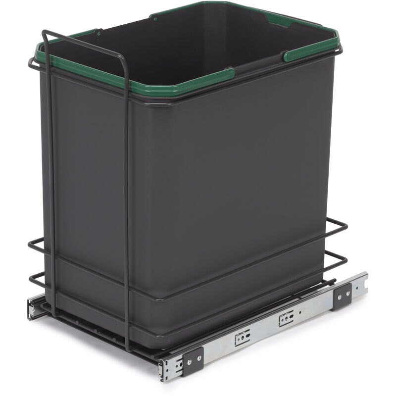 RecyclingRecyclingbehälterRecycle für die Bodenmontage und manuellen Auszug in Küchenzeilen, 1x35 Liter, Kunststoff, anthrazitgrau - Emuca
