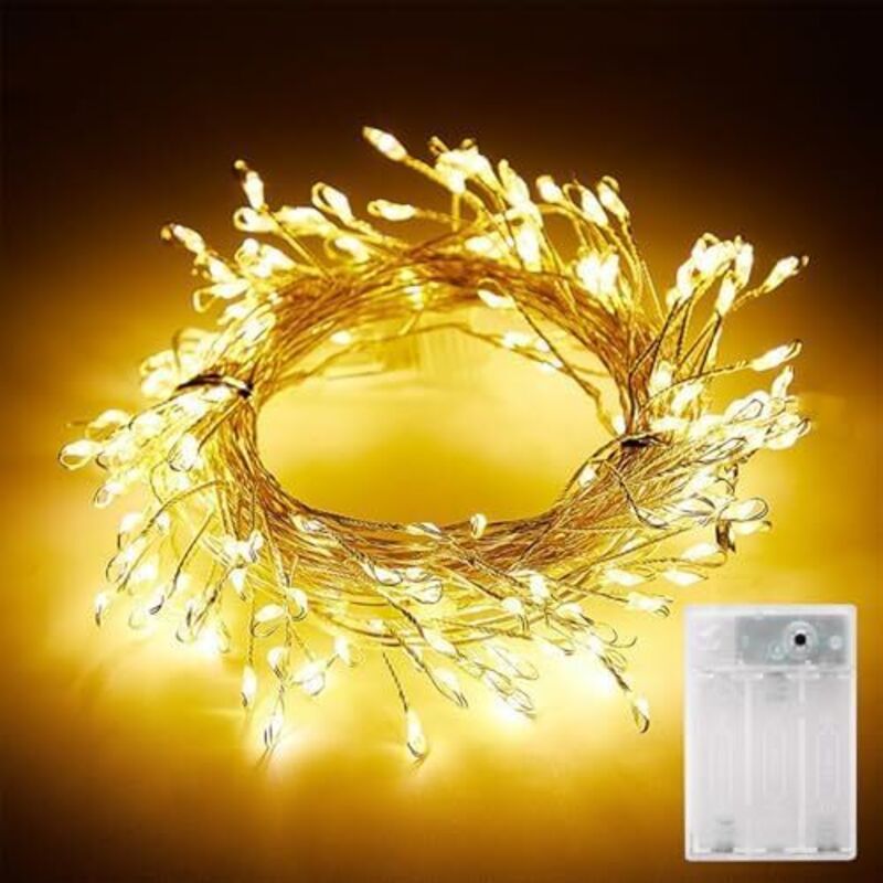 ENLACE Feuerwerk Lichterkette, 1,5M 50 LEDs Warmweiß Wire Firecracker Lichterkette Batteriebetrieben, 8 Modi, Kupferdraht Cluster Lichter für