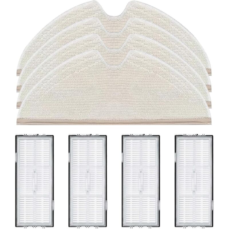 Ensemble d'accessoires pour aspirateurs robots Roborock Q5 Max+/Q8 Max/Q8 Max+/Q5 Pro/Q7/Q7+/Q7 Max/Q7 Max+ : pièces de rechange, 4 filtres, 4