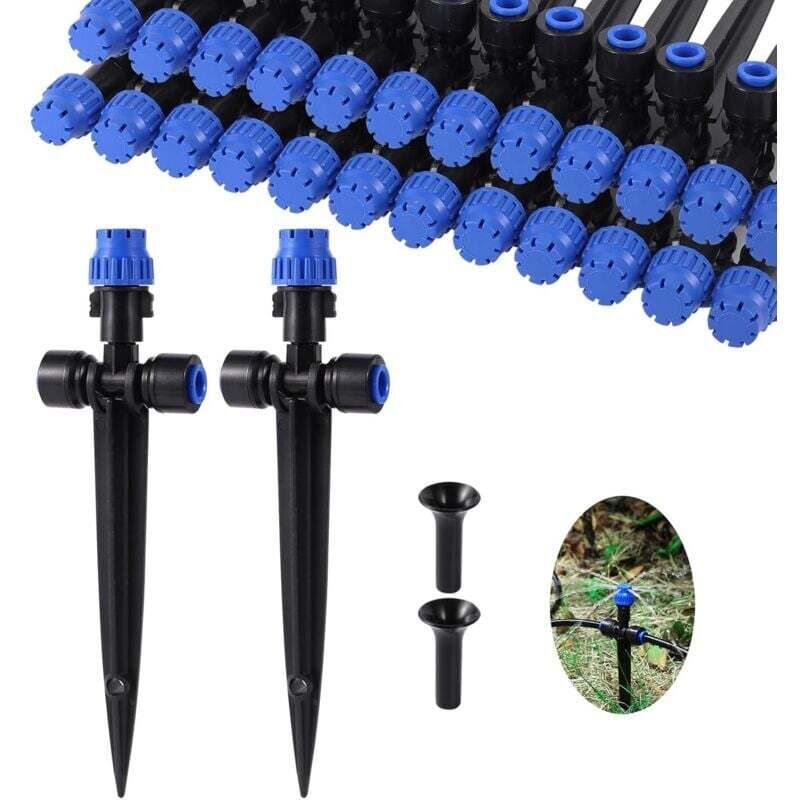 Ensemble de 12 projecteurs d'irrigation goutte à goutte avec flux d'eau réglable à 360 degrés, adapté au raccordement à des tuyaux de 1/4 de pouce et