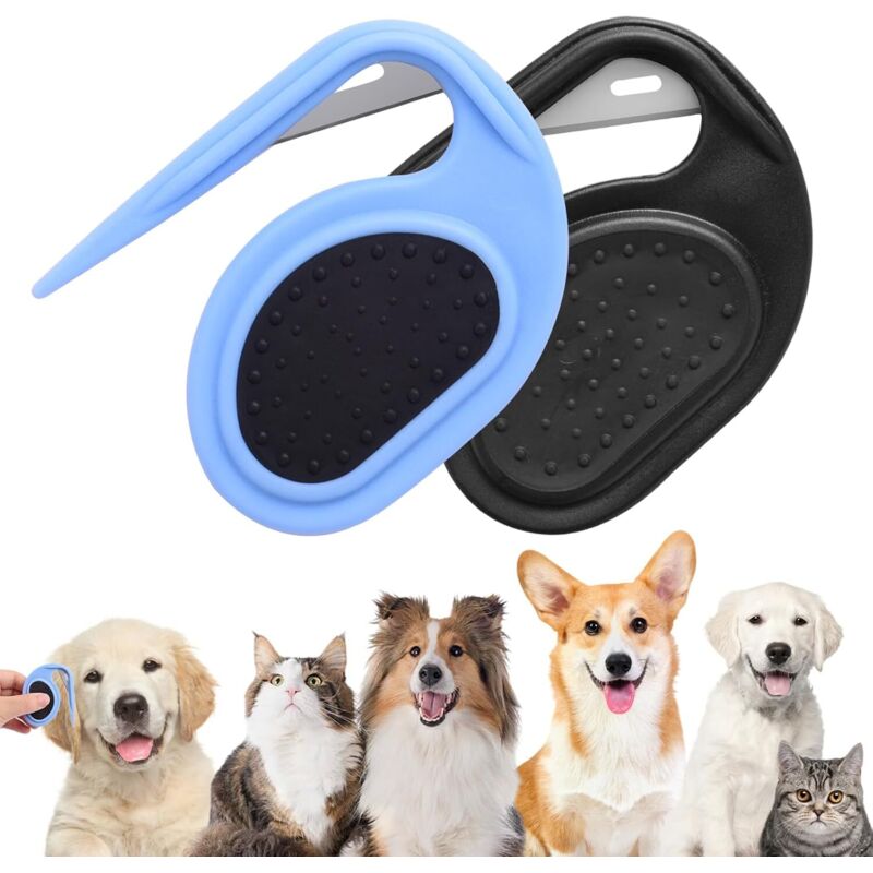 Entfilzungsmesser für Haustiere, Entfilzungskamm für langhaarige Haustiere, Entfilzungskamm für Hunde mit Stahlklingen, Anti-Tangle-Kamm, 2er-Pack