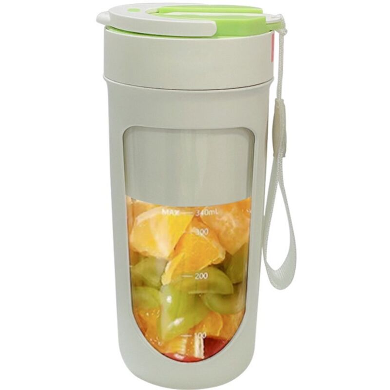 Entsafter – Tragbarer Mixer – Smoothie-Mixbehälter – Tragbarer Entsafter mit Deckel – 10 Klingen – Strohhalmkompatibel – Eiscrushing-Funktion – 340