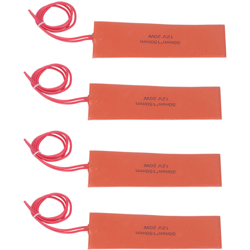 Eosnow 4 Stück Silikon-Gummi-Heizkissen, flexible Silikon-Heizmatte, Gummi-Heizdecke für Industrieanlagen, 20 W, 12 V