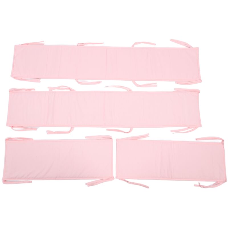 4pcs Baby -Stoßstangen für Krippen in voller Größe Kollisionsschutz durch Vollfarbe Weiche atmungsaktive Krippen -Liner Stoßfänger rosa - Eosnow