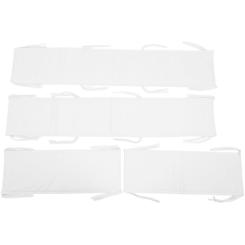 Eosnow 4pcs Baby -Stoßstangen für Krippen in voller Größe Kollisionsschutz fester Farbe Weiche atmungsaktive Krippen Liner Stoßfänger Weiß