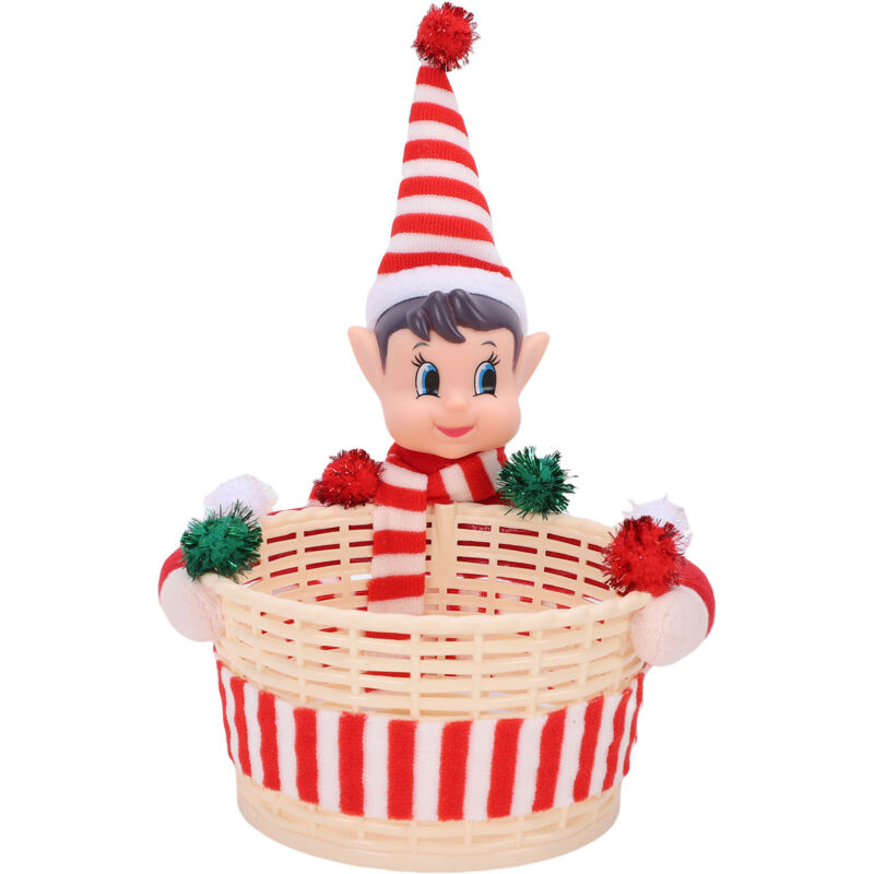 Eosnow Elfen-Aufbewahrungs-Geschenkkorb, großes Fassungsvermögen, multifunktionale Weihnachtsdekorationen, Süßigkeiten, Snacks, Rot