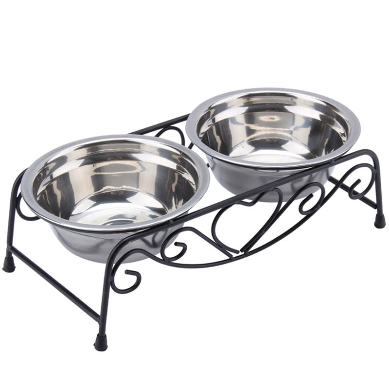 Hundeschalen, zwei Schalen Design Qualität Edelstahl leicht doppelt Wasser und Nahrung für Geflügel Haus Haustiere Haustiere kleine Tiere - Eosnow