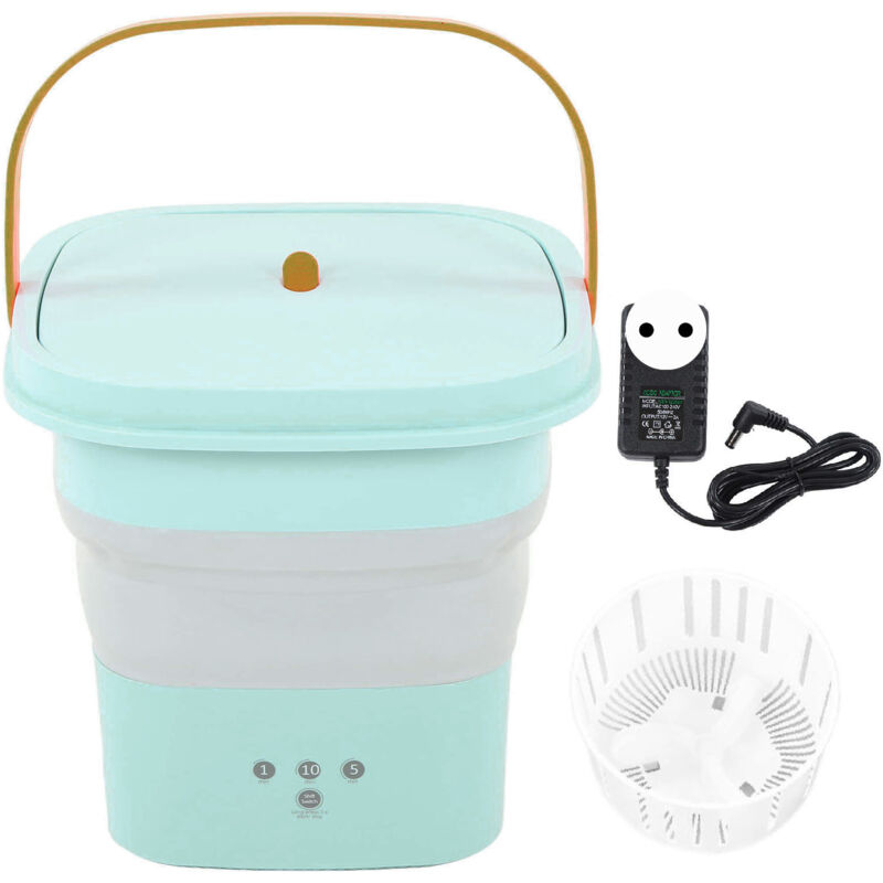 Mini -Waschmaschine faltbare kleine Wäsche und trocken mit Abflusskorb für Kinder Kleidung Unterwäsche Apartment Wohnheim Camping 100‑240V Blaugrün