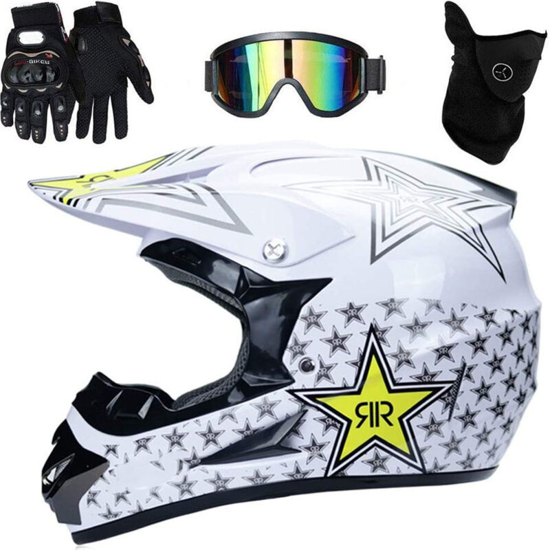 Eosnow Professioneller Motocross-Helm für Kinder und Erwachsene, Dirt Bike, Off-Road-Motorrad, mit Schutzbrille, Handschuhen, Gesichtsschutz