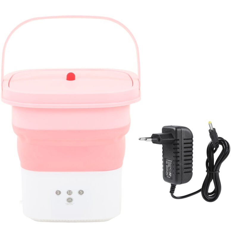Tragbare faltbare Waschmaschine Großkapazität niedriger Rausch Mini kleiner Waschmaschine für Home 100‑240V Pink+weißer eu -Stecker - Eosnow