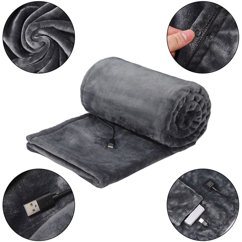 Eosnow USB-Heizdecke, dunkelgrau, 5 V, 140 x 80 cm