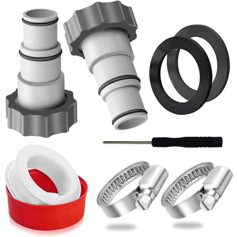 32 38, 38 mm Poolschlauchadapter, Intex 32 38 Pooladapter, Intex Pumpenanschluss Grau