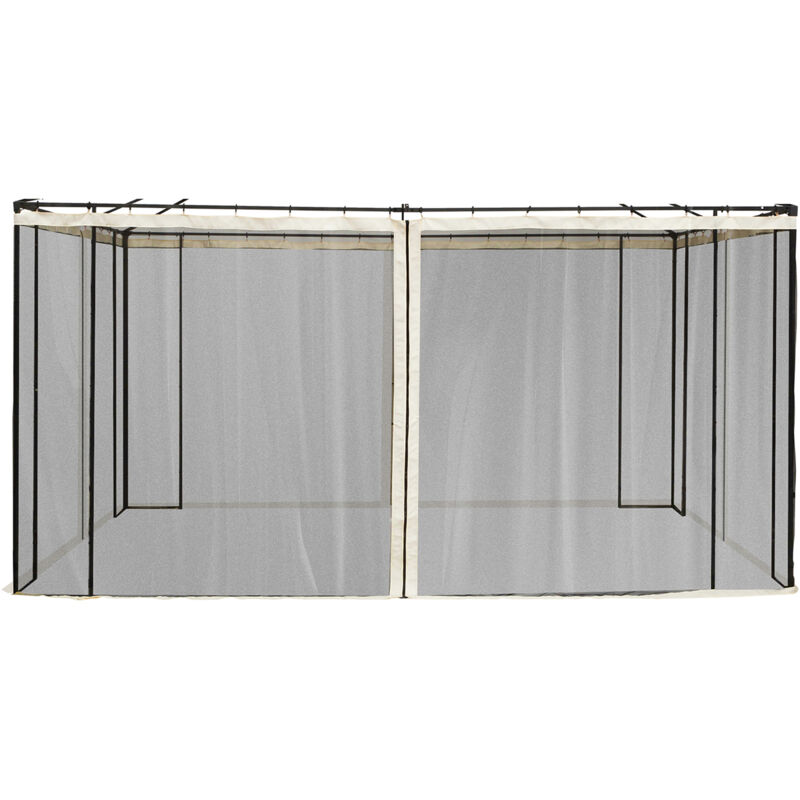 Outsunny Moskitonetz für 3x4 m Pavillon 4 Seitenteile Fliegennetz mit Haken Reißverschluss Mückennetz Insektenschutz Fliegengitter Nylon-Mesh Schwarz