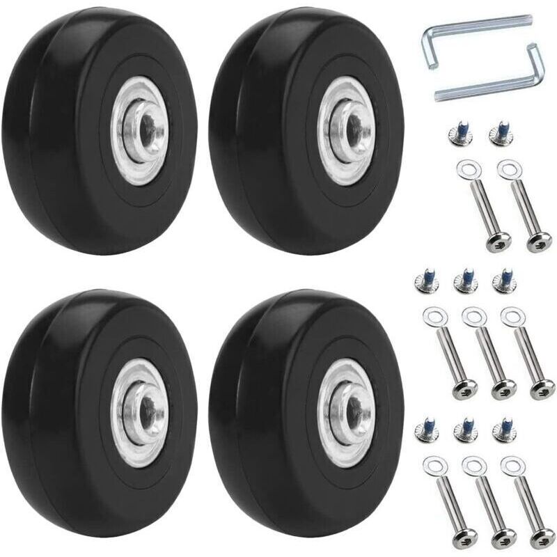 4-teiliges Universal-Kofferrollenset, 50 x 18 mm Ersatz-Gepäckrollen, Kofferrollen, Gepäckrollen, Koffer-Set aus Gummi und Metall für Koffer,