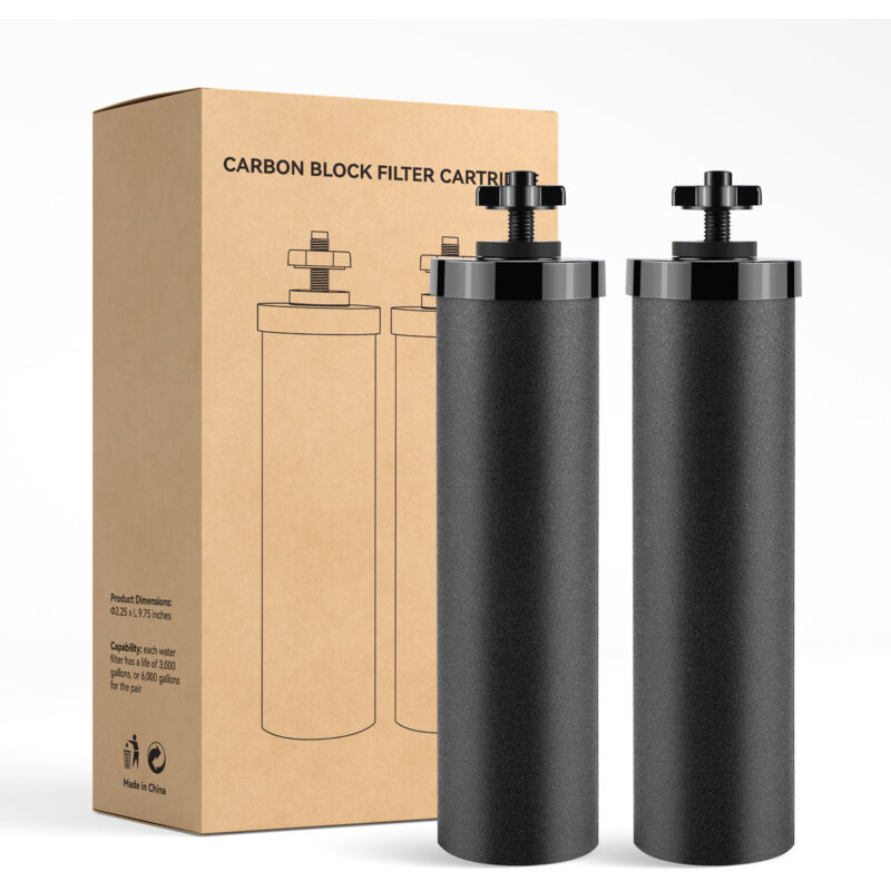 Ersatz-Wasserfilter, 2 Aktivkohle-Wasserfilter für die Schwerkraftfiltration, Reiniger mit Reinigungselementen für den Außenbereich
