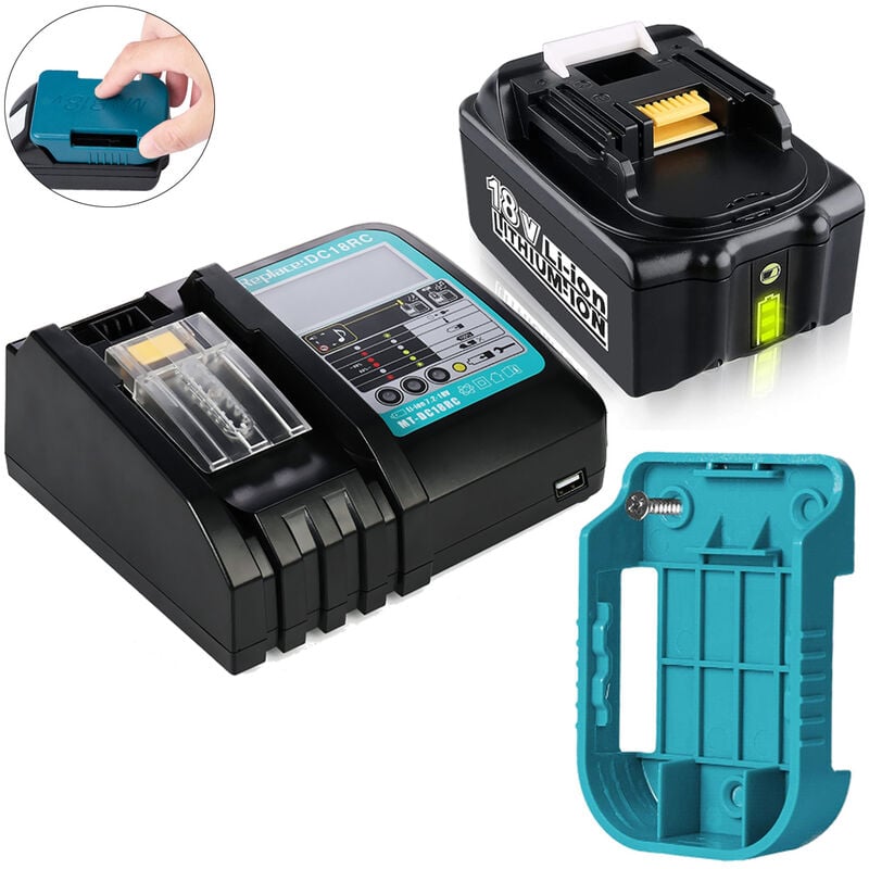 Ersatzakku für Makita 18V 5,0Ah Akku BL1850B mit Ladegerät DC18RC, für Makita 18Volt Ersatz akku BL1860B BL1860 BL1850B BL1850 BL1840B BL1840 BL1830B