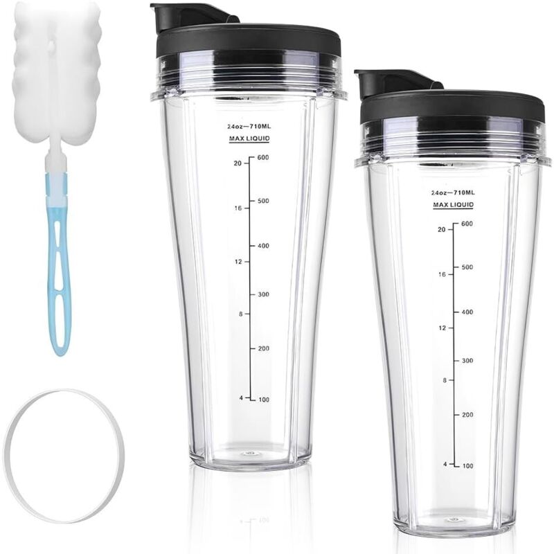 Ersatzbecher für Ninja-Mixer, 2-teiliges Ersatzbecher-Set mit Bürste und Dichtung für Ninja-Mixer, SS100, SS101, SS300