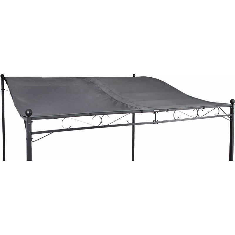 Anbau Pavillon Ersatzdach 300 x 250 cm - grau - Universal Pavillondach mit Ösen und Klettverschluss - Garten Party Pavillon Zubehör Ersatz Dach
