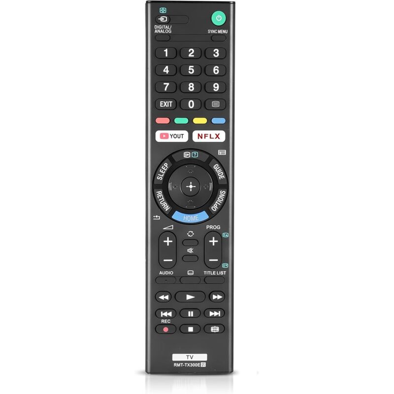 Ersatzfernbedienung für Sony Bravia RMT-TX300E – Kompatibel mit der Sony Bravia TV-Fernbedienung – Einfache Bedienung mit Netflix-/YouTube-Tasten –