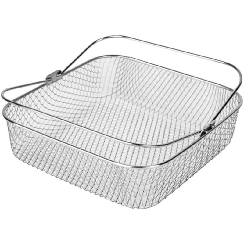 Ersatzkorb für Luftfritteuse aus Edelstahl, quadratisches Gitter mit Griff für 5,8 QT 6QT Luftfritteuse, spülmaschinenfest, Kochzubehör,