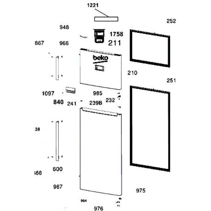 Ersatzteil - Tür-Dichtung (Kühlschrankteil, Kennzeichen 251) - - BEKO, ARISTON HOTPOINT, GRUNDIG
