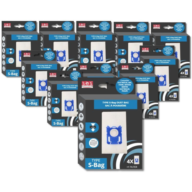 Ersatzteil - Packung mit 11 Kartons mit je 4 typ s-bag Beuteln - Electrolux tornado, aeg, essentiel b, volta