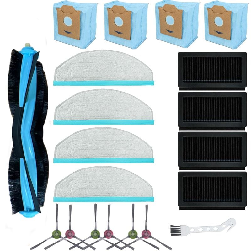 20 Stück Zubehör-Set Ersatz für Yeedi Cube für Yeedi Cube Roboterstaubsauger, 1 Hauptbürste, 6 Seitenbürste, 4 Hepa-Filter, 4 Wischpads, 4