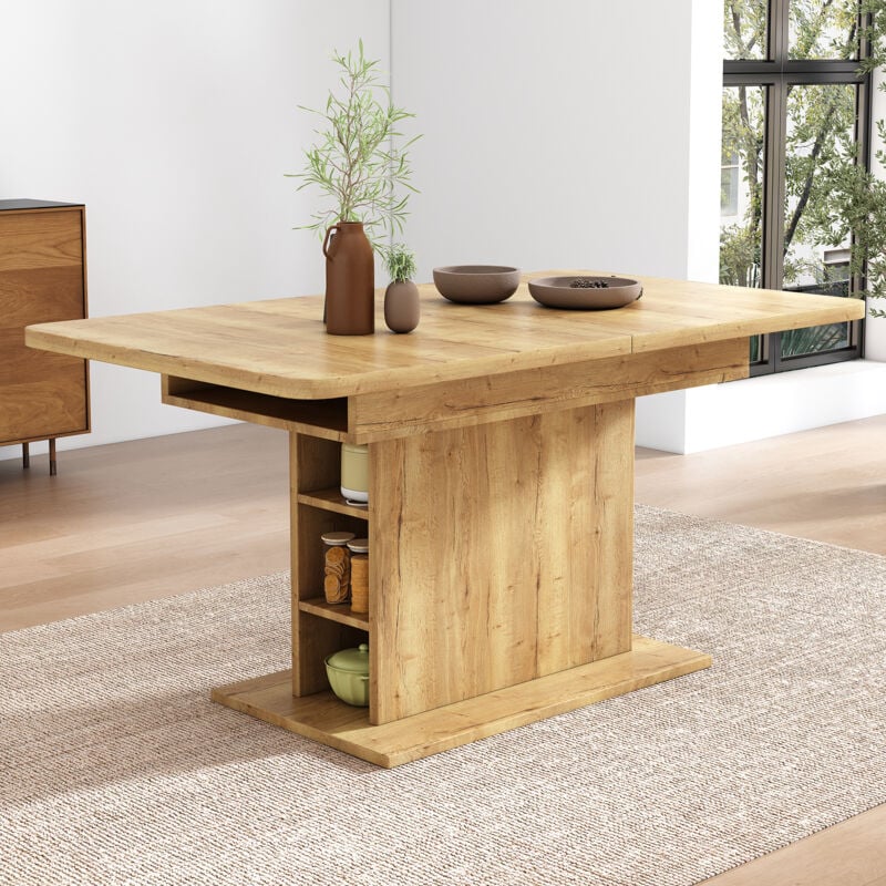 Ausziehbarer Esstisch, L110/130B70H75, Esstisch mit Stauraum, rechteckiger Esstisch, Freizeit-Couchtisch, moderner, einfacher Esstisch aus Eisen,