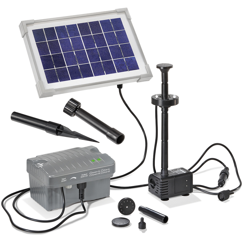 Solar Teichpumpe Palermo led mit Akku und led Licht - 5W Solarmodul - Solarpumpe Set Gartenteichpumpe Teich Esotec 101775
