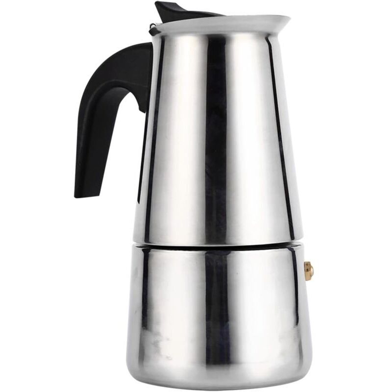 Odipie - Espressomaschine, 4 Tassen, tragbare Mokkakanne aus Edelstahl, italienische Espressomaschine für Gasherd, Herd und Induktionsherd (4 Tassen