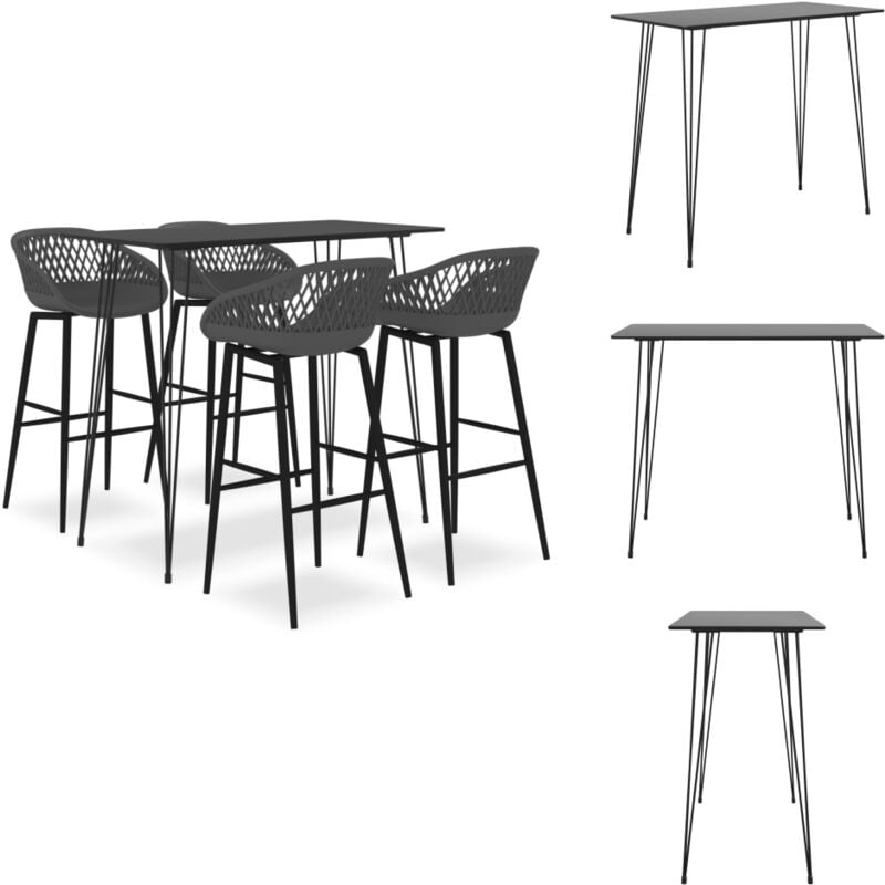 Vidaxl - 5-tlg. Bar-Set Schwarz und Grau - Bar Set - Bartisch - Barhocker - Küchenstuhl - Wohnzimmermöbel