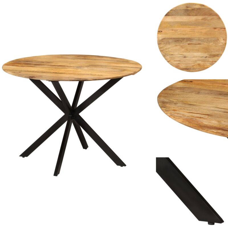 Esstisch Ø110x78 cm Massivholz Mango und Stahl - Esstisch - Holztisch - Mangoholztisch - Runder Esstisch - Wohnzimmertisch