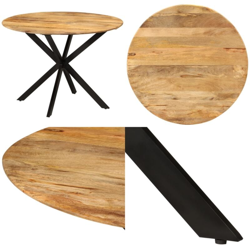Esstisch Ø110x78 cm Massivholz Mango und Stahl - Esstisch - Holztisch - Mangoholztisch - Runder Esstisch - Wohnzimmertisch - Home & Living