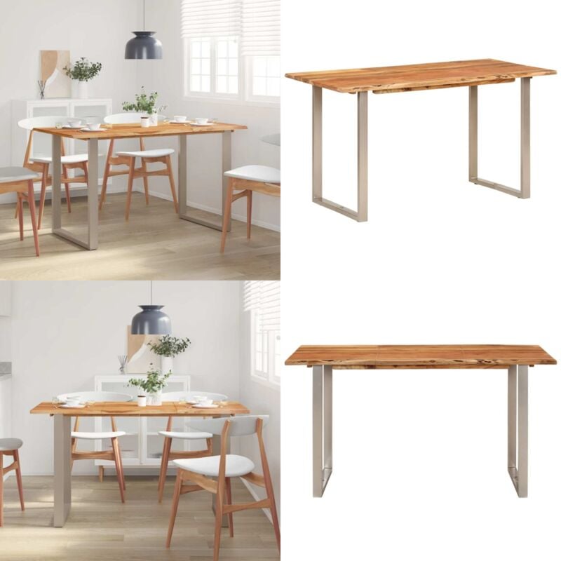 Esstisch 140×70×76 cm Akazie-Massivholz - Industrieller Esstisch - Esstisch Massiv Holz - Holztisch - Wohnzimmer Dekoration - Küchenmöbel - Home &