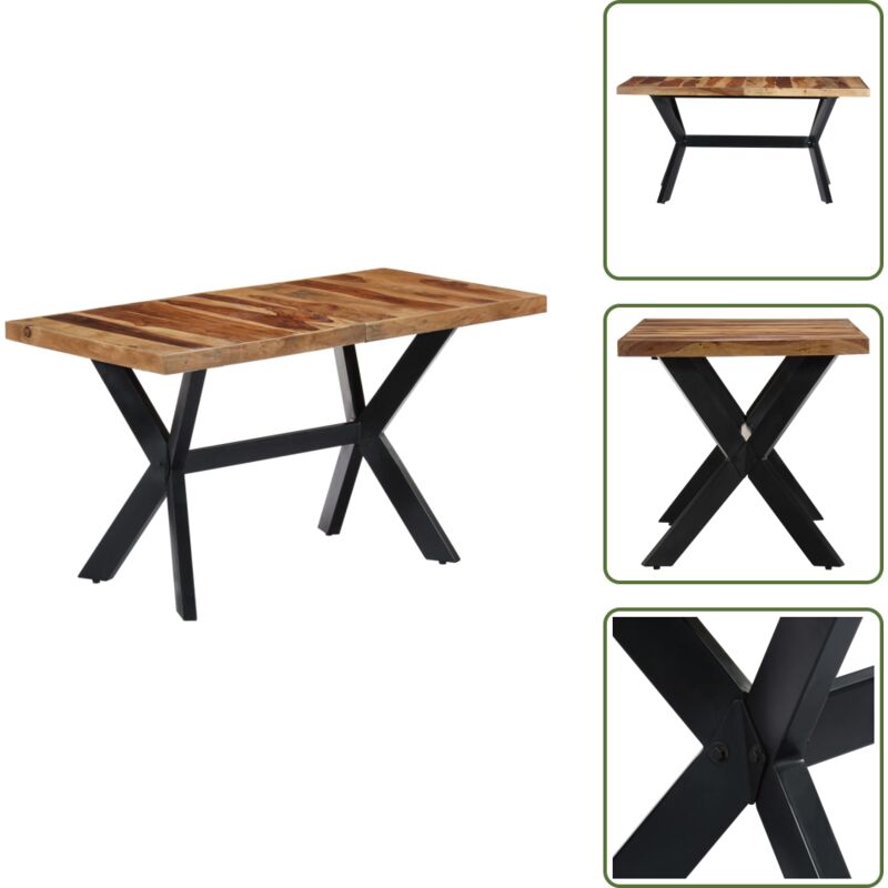 The Living Store Esstisch 140x70x75 cm Massivholz Akazie - Akazienholz Esstisch