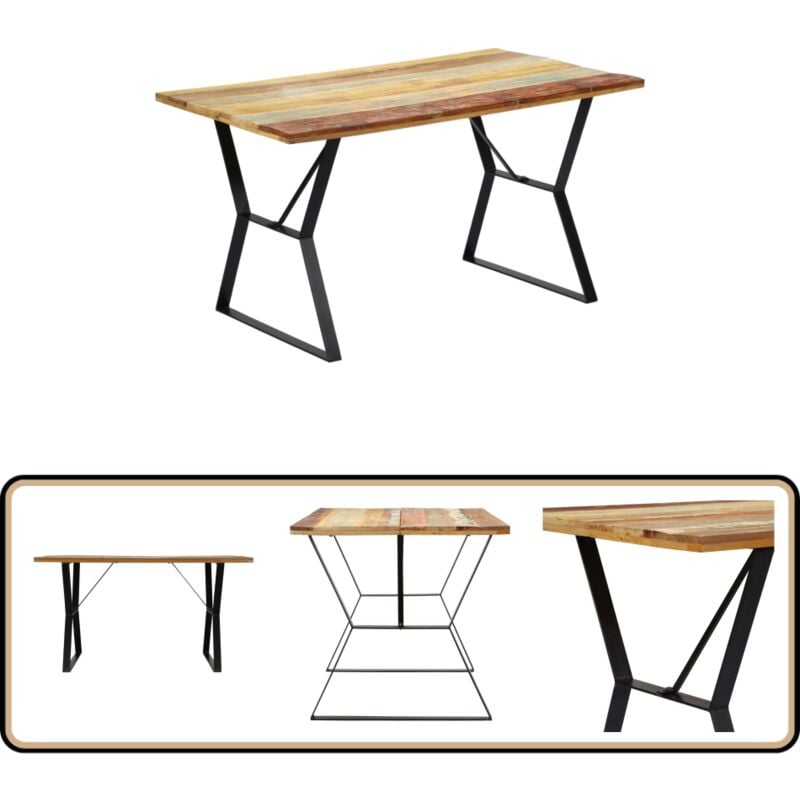 Esstisch 140x80x76 cm Altholz Massiv - Holztisch - Esstisch - Antiquitäten Stil - Recyceltes Holz - Vintage Tisch